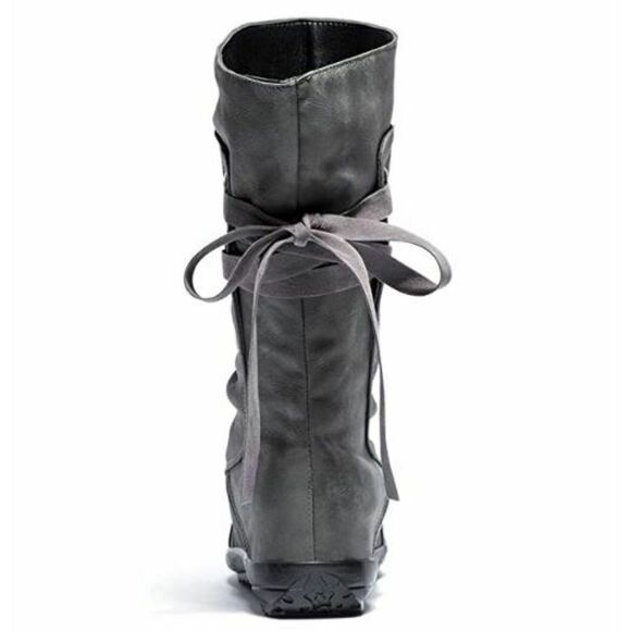 Blivener Back Lace up Boot Mid Calf Flat - Picture 3 of 3